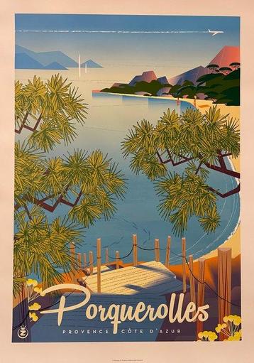 Monsieur Z - Affiche de Tourisme Porquerolles - La Plage de