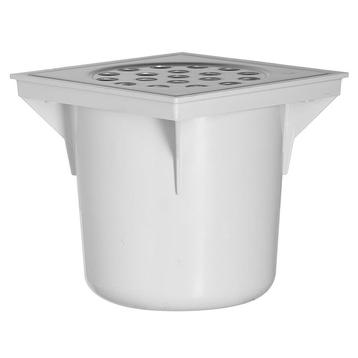 Vloerput PVC met RVS deksel - 15x15 cm - onderuitlaat Ø 75mm, Verzenden