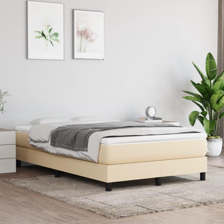 vidaXL Boxspring bed 120x200 cm stof crèmekleurig, Huis en Inrichting, Slaapkamer | Bedden, Nieuw, Verzenden
