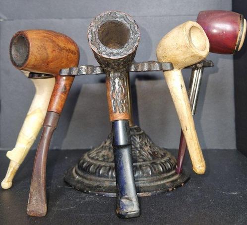 Sans Prix de Réserve - Pipe - Bois, Bruyère, Métal -  (5), Verzamelen, Rookartikelen, Aanstekers en Luciferdoosjes