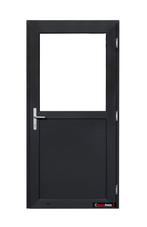 PVC Deur antraciet volpaneel, 1/3 en 1/ 2 glas b98xh200 cm, Doe-het-zelf en Bouw, 80 tot 100 cm, Nieuw, Ophalen of Verzenden, Buitendeur