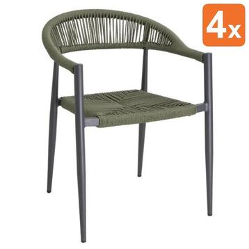 Stoelen | EDEN | Rotan/Aluminium | Groen | Donkergrijs, Verzenden, Nieuw in verpakking