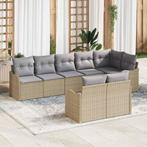 vidaXL Tuinbank Set 8 pcs Beige poly rattan, Tuin en Terras, Verzenden, Nieuw