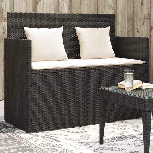 vidaXL Tuinbank met kussens poly rattan zwart, Tuin en Terras, Tuinsets en Loungesets, Nieuw, Verzenden