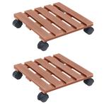 vidaXL Plantentrolleys 2 st 30x30x7,5 cm HKC bruin, Verzenden, Nieuw