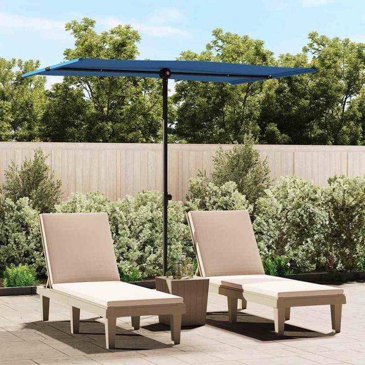 vidaXL Parasol met aluminium paal 2x1,5 m azuurblauw, Tuin en Terras, Parasols, Nieuw, Verzenden