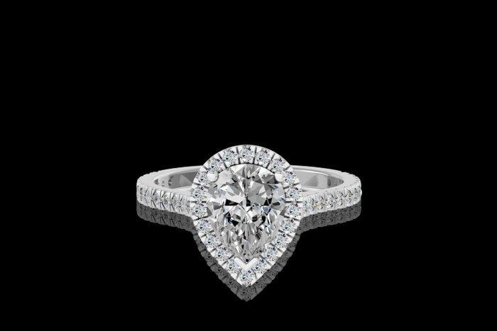 Ring - 14 karaat Witgoud - 2.05ct. tw. Diamant (Lab-grown) -, Handtassen en Accessoires, Ringen
