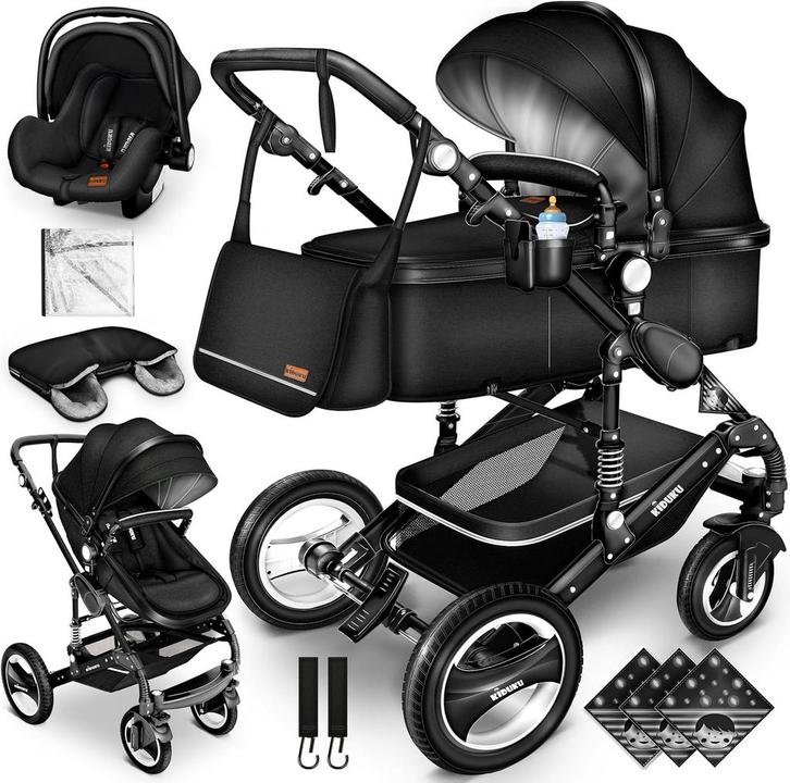 Kinderwagen 3 in 1 - Buggy - Wandelwagen - Kinderbuggy - Zwa, Kinderen en Baby's, Kinderwagens en Combinaties, Nieuw, Verzenden