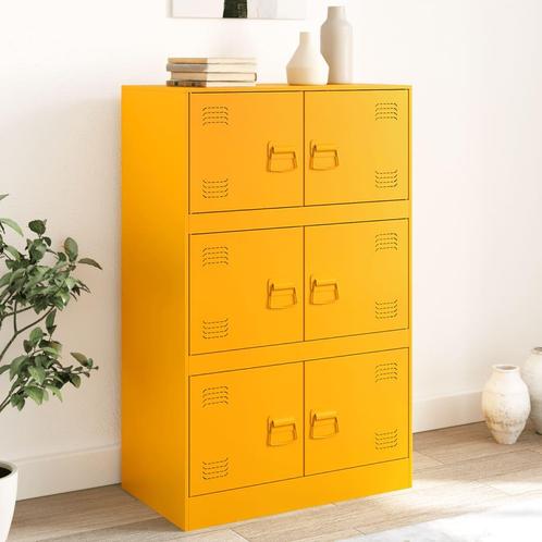 vidaXL Buffet jaune moutarde 67x39x107 cm acier, Maison & Meubles, Armoires | Dressoirs, Neuf, Envoi