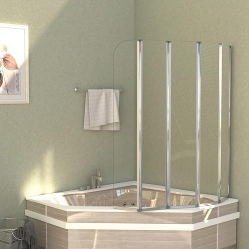 vidaXL Badwand 120x140 cm gehard glas transparant, Doe-het-zelf en Bouw, Sanitair, Nieuw, Verzenden