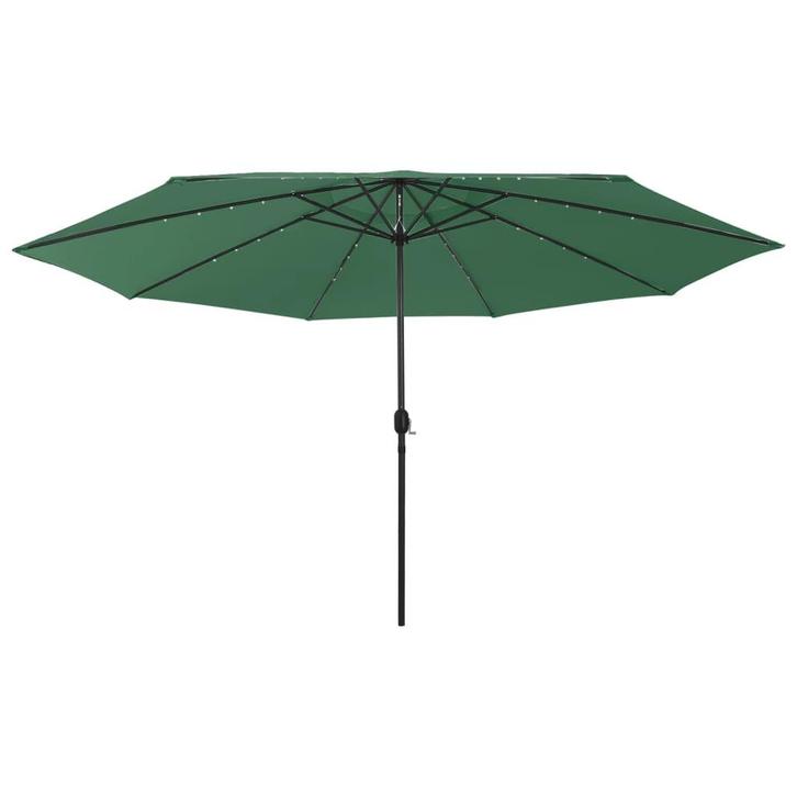 vidaXL Parasol met LED-verlichting 400 cm groen, Tuin en Terras, Parasols, Nieuw, Verzenden