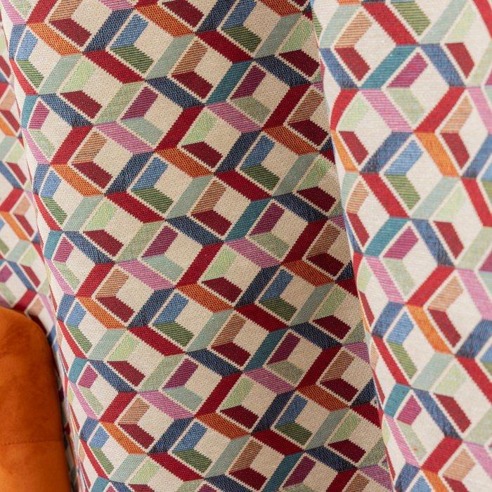 Geometrisch patroon stof met rompen 3D - Zwaar - Gobelijn -, Antiek en Kunst, Antiek | Tapijten, Tafelkleden en Textiel