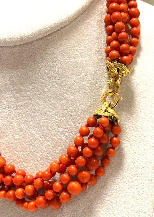 Halsketting - 18 karaat Geel goud Koraal - Rosso Sardegna, Handtassen en Accessoires, Kettingen
