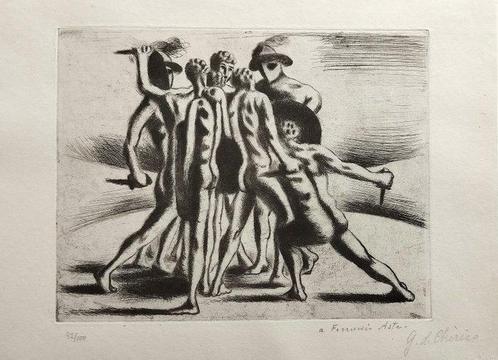 Giorgio De Chirico (1888-1978) - Combattimento di Gladiatori, Antiek en Kunst, Antiek | Overige Antiek
