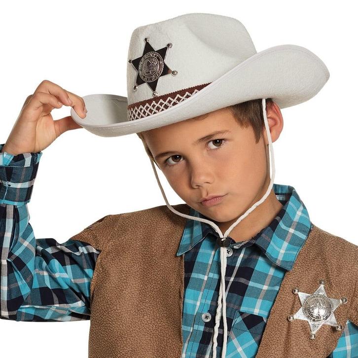 Cowboyhoed Wit Kind, Hobby en Vrije tijd, Feestartikelen, Nieuw, Verzenden