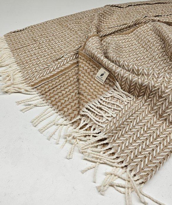 PLAID exclusief in katoen, camel en wit - 200x150cm - deken,, Antiek en Kunst, Curiosa en Brocante