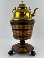 Bouilloire à thé - Bois, Laiton - Un réchaud à thé et une, Antiquités & Art