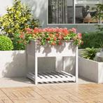 vidaXL Plantenbak met schap 82,5x82,5x81 cm massief, Tuin en Terras, Verzenden, Nieuw
