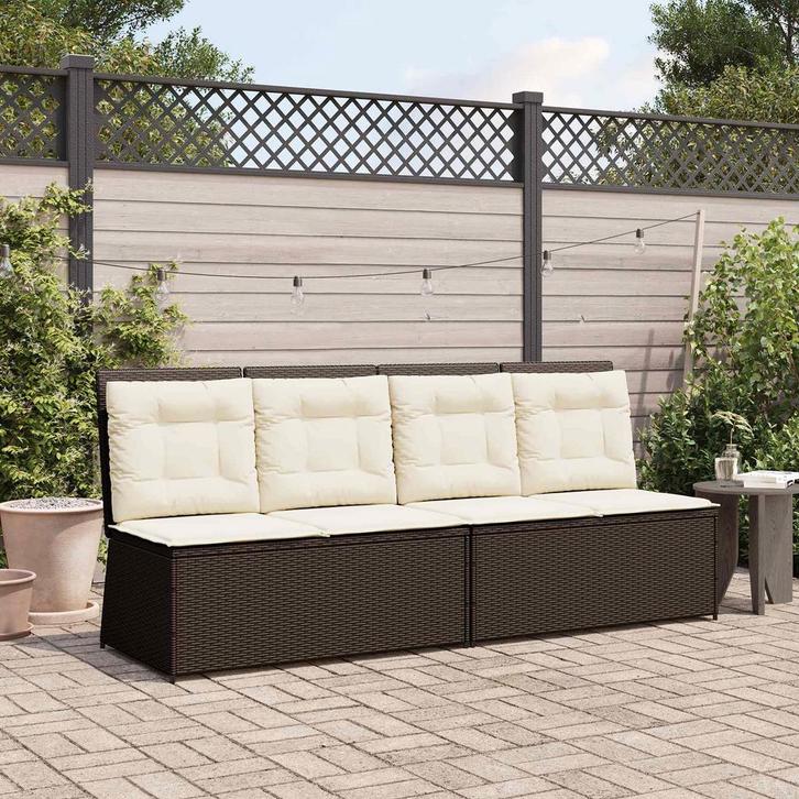 vidaXL Tuinbank Bruin poly rattan, Tuin en Terras, Tuinsets en Loungesets, Nieuw, Verzenden
