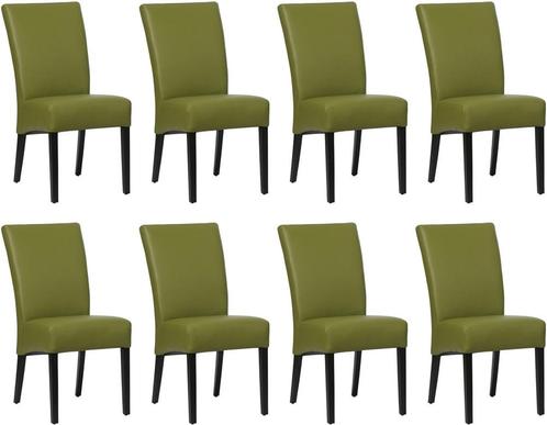 Set van 8 Groene leren landelijke eetkamerstoelen - Toledo, Huis en Inrichting, Stoelen, Nieuw, Vijf, Zes of meer stoelen, Leer