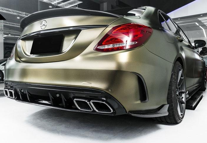 Achterspoiler diffuser + uitlaat tips (CHROM) in AMG Optiek, Auto diversen, Auto-accessoires, Verzenden