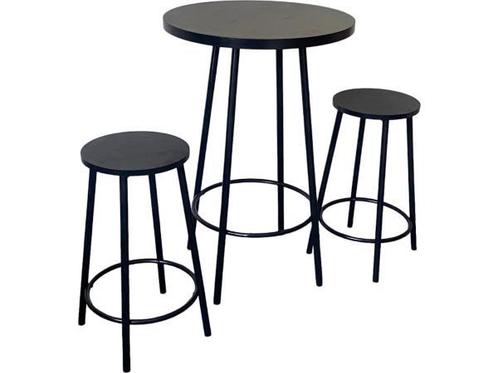 Veiling - Bartafel rond met 2 barkrukken -  Zwart, Huis en Inrichting, Barren, Nieuw