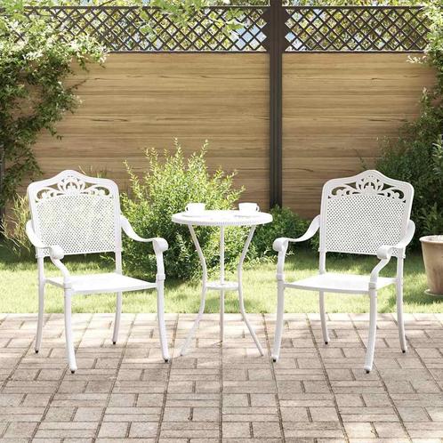 vidaXL Tuinstoel 2 pcs Wit 55 x 56,5 x 91 cm Aluminium, Tuin en Terras, Tuinstoelen, Nieuw, Verzenden