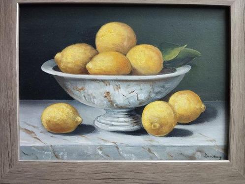 Franco Bencivenga (1953) - Vaso di marmo con limoni, Antiek en Kunst, Kunst | Schilderijen | Klassiek