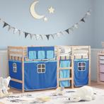 vidaXL Kinderhoogslaper met gordijnen 90x190 cm grenenhout, Verzenden, Nieuw