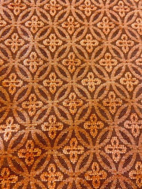 Tissu morbide en velours côtelé orange sur fond noisette -, Antiek en Kunst, Kunst | Designobjecten