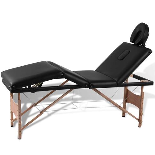 vidaXL Inklapbare massagetafel 4 zones met houten frame, Sport en Fitness, Massageproducten, Nieuw, Verzenden