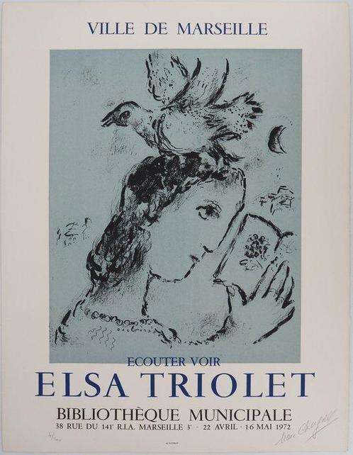 Marc Chagall (1887-1985) - Elsa Triolet : Femme à loiseau, Antiek en Kunst, Antiek | Overige Antiek
