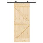 vidaXL Schuifdeur met beslag 85x210 cm massief grenenhout, Doe-het-zelf en Bouw, Deuren en Vliegenramen, Verzenden, Nieuw