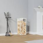 vidaXL Brandhoutrek 25x25x60 cm koudgewalst staal wit, Tuin en Terras, Brandhout, Verzenden