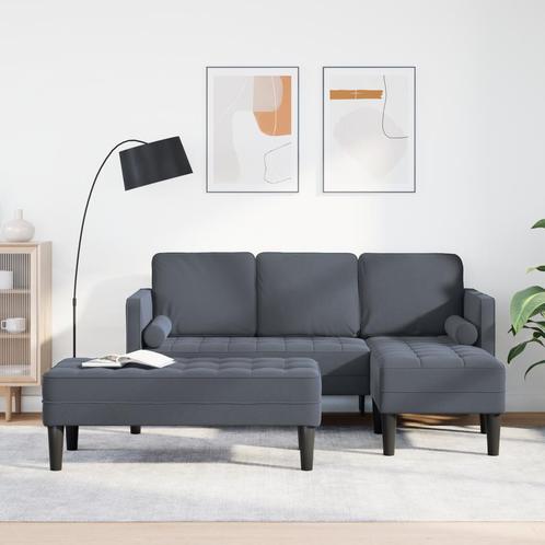 vidaXL Tuin Sofa met Bank en Kussens L-vormig Donkergrijs, Huis en Inrichting, Zetels | Zetels, Nieuw, Verzenden