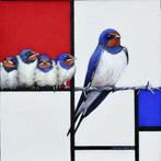 Jos Verheugen - Free after Mondrian , with swallows (M776), Antiquités & Art