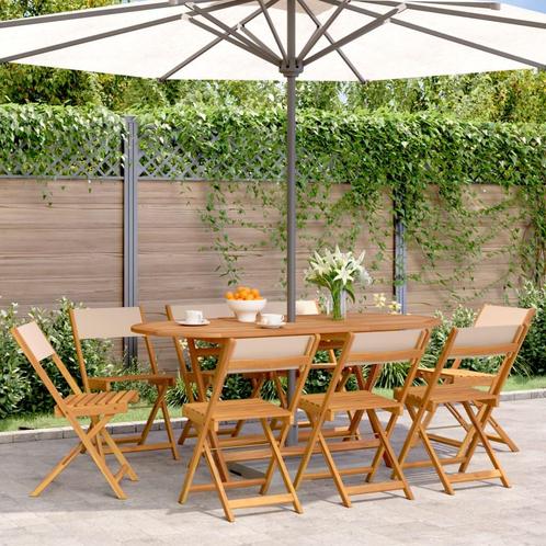 vidaXL Tuinstoelen 8 st inklapbaar stof en massief hout, Tuin en Terras, Tuinstoelen, Nieuw, Verzenden