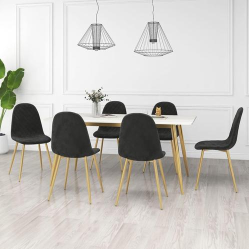 vidaXL Eetkamerstoelen 6 st fluweel zwart, Huis en Inrichting, Stoelen, Nieuw, Verzenden