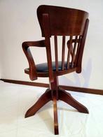Stoel - Hout, Leder, IJzer - Draaibare stoel bureau, Antiek en Kunst