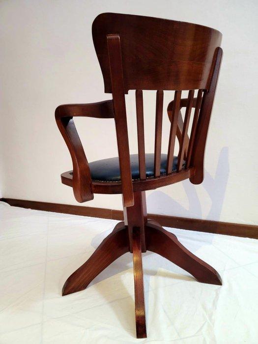 Stoel - Hout, Leder, IJzer - Draaibare stoel bureau, Antiek en Kunst, Curiosa en Brocante