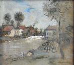 Jean-François Raffaelli (1850-1924 - Paysage au Moulin., Antiek en Kunst, Kunst | Schilderijen | Klassiek
