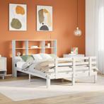 vidaXL Bed met boekenkast zonder matras grenenhout wit, Verzenden, Nieuw