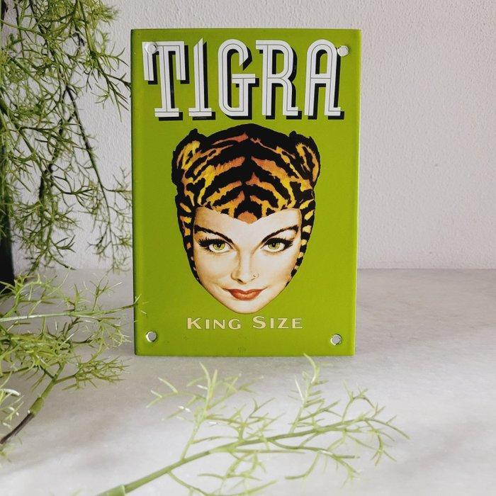 Tigra Sigaretten, Emaille Reclamebord/Deurpostje -, Antiek en Kunst, Antiek | Wandborden en Tegels