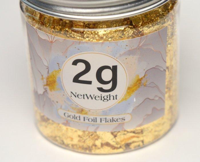 2 gram, Gold Leaf Flakes - Goud (Zonder Minimumprijs), Verzamelen, Mineralen en Fossielen