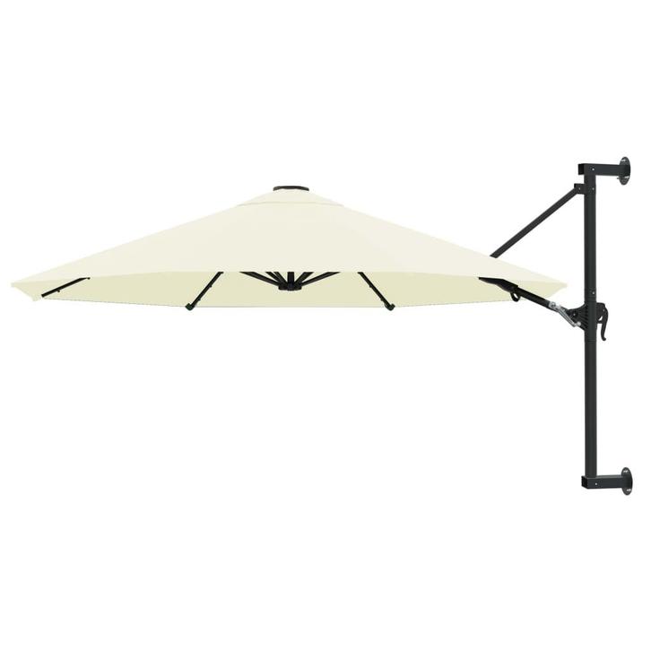vidaXL Wandparasol met metalen paal 300 cm zandkleurig, Tuin en Terras, Parasols, Nieuw, Verzenden