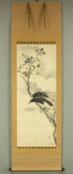Crow Flapping Its Wings on Tree - Okamoto Shuki, Antiek en Kunst