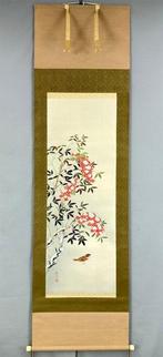 Sparrow and Nandina in Snow - with signature Shun hitsu, Antiek en Kunst