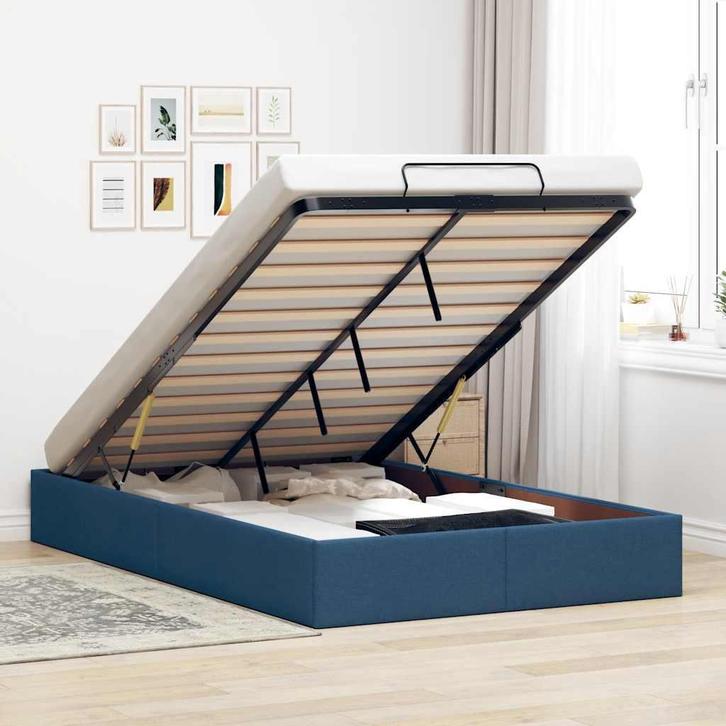 vidaXL Bedframe zonder matras 120x200 cm stof blauw, Maison & Meubles, Chambre à coucher | Lits, Envoi