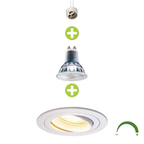 LED Inbouwspot 5,5 Watt Dimbaar 80mm kantelbaar wit rond, Huis en Inrichting, Lampen | Spots, Plafondspot of Wandspot, Nieuw, Overige materialen