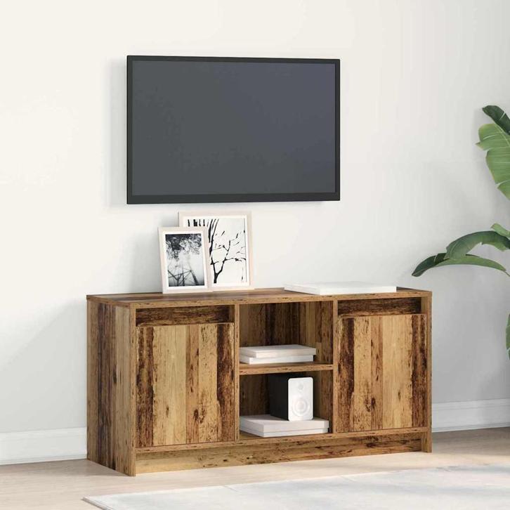 vidaXL TV Kast Bruin 100 x 34 x 50 cm Bewerkt hout, Huis en Inrichting, Kasten |Televisiemeubels, Nieuw, Verzenden